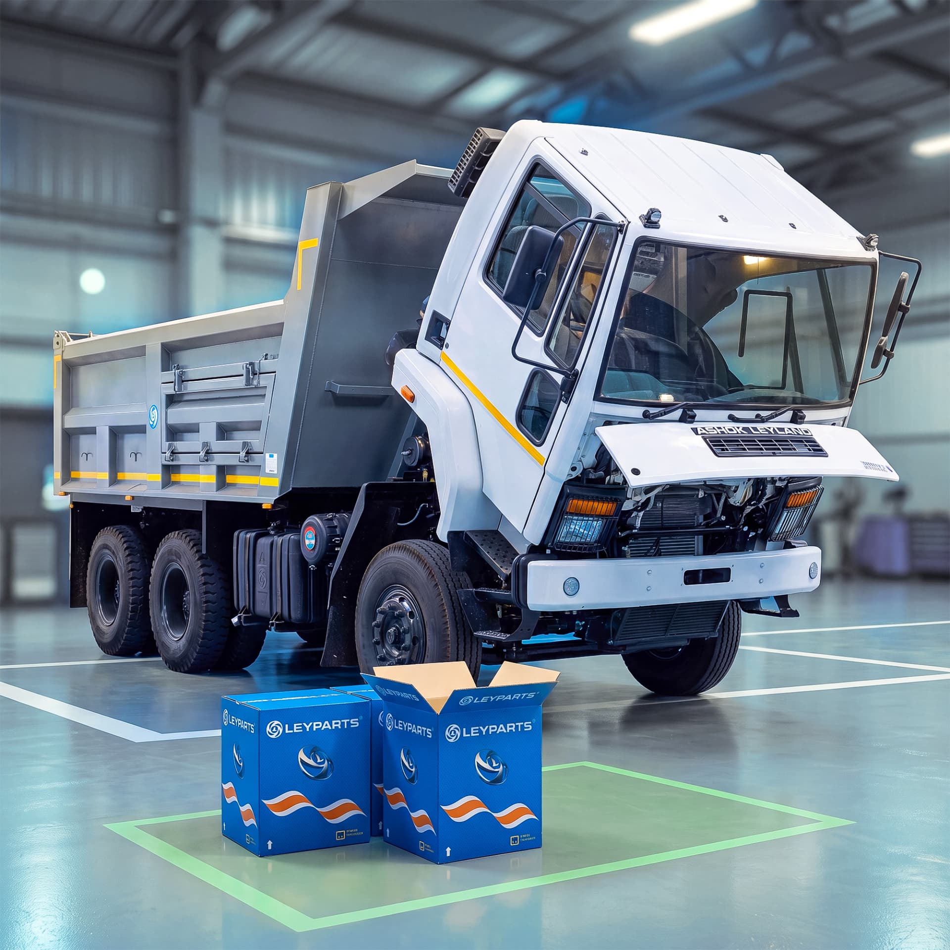 Ashok Leyland tipper serviced with genuine Leyparts spares